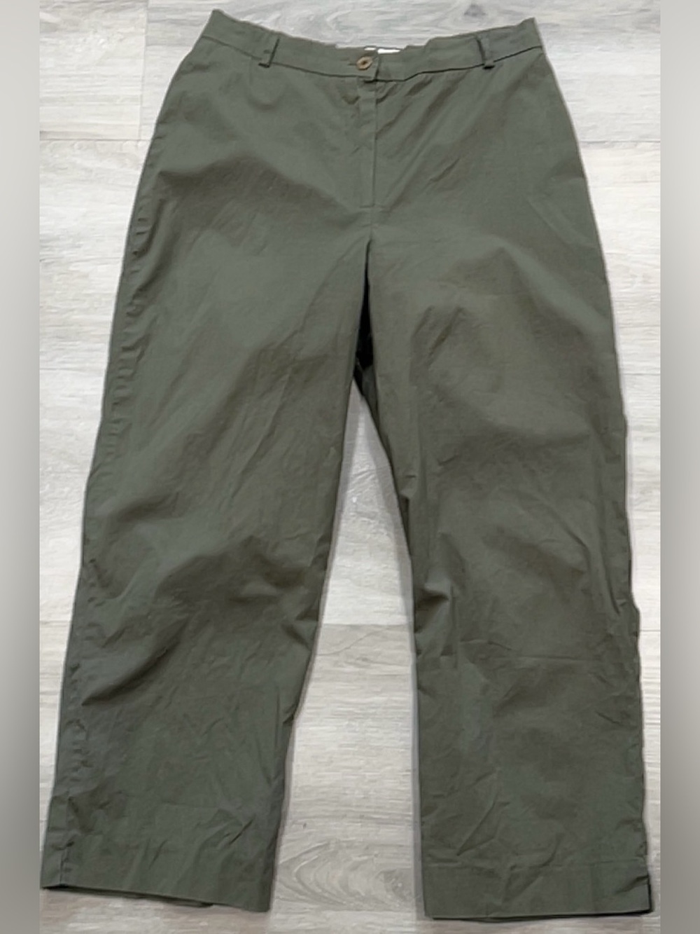 & Trousers Olive Green Cotton Spandex Wide Leg Ankle Pants Womens Size 0